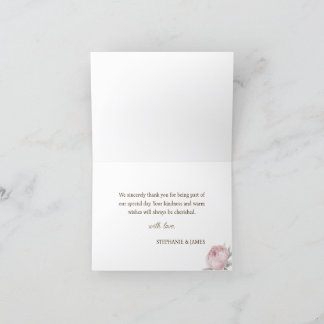 Elegant Pink Floral Weddenschap Hartelijk dank Bedankkaart