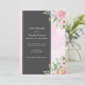 Elegant Pink Floral Wedding Invitation  Kaart (Staand voorkant)
