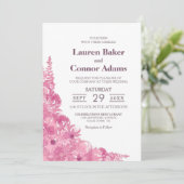 Elegant Pink Floral Wedding Kaart (Staand voorkant)