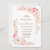 Elegant Pink Floral Wedding Kaart (Voorkant)