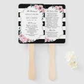 Elegant Pink Floral Wedding Programme Fans Handwaaier (Voorkant en achterkant)