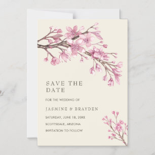 Elegant Pink Floral Wedding Save the Date Magnetische Uitnodiging