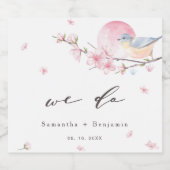 Elegant Pink Floral Wedding Sparkling Wijnetiket (Enkel label)