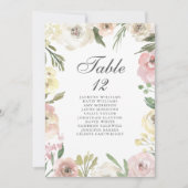Elegant Pink Floral Wedding Table Number Kaart (Voorkant)