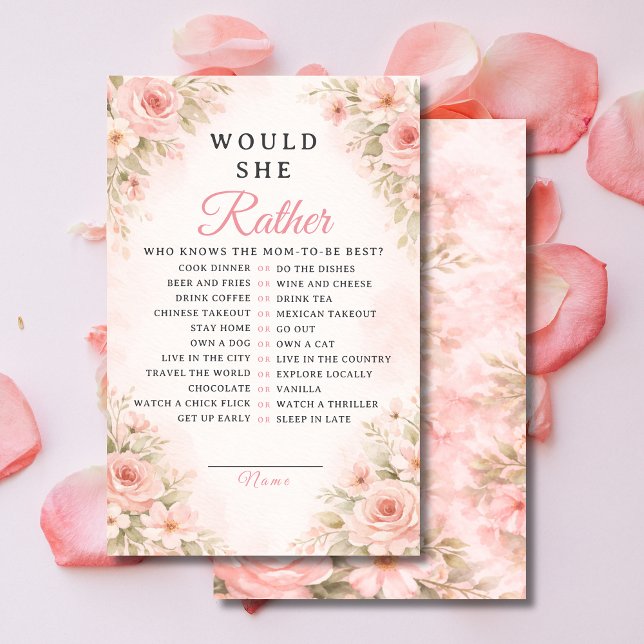 Elegant Pink Floral Would She Rather Game (Creator heeft geüpload)