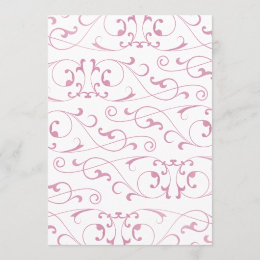 Elégant Pink Flourd Mariage Dîner Menu (Dos)