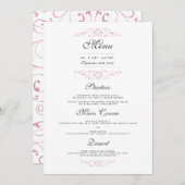Elégant Pink Flourd Mariage Dîner Menu (Devant / Derrière)
