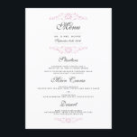 Elégant Pink Flourd Mariage Dîner Menu<br><div class="desc">Design élégant rose fleuri. Invitation correspondante,  cartes rsvp,  timbres-poste et plus encore dans le Little Bayleigh Store.</div>