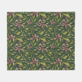Elegant Pink Flower Pattern on Dark Background Fleece Deken (Voorkant (Horizontaal))