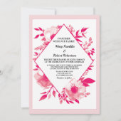 Elegant Pink Flowers Diamond Weddenschap Kaart (Voorkant)