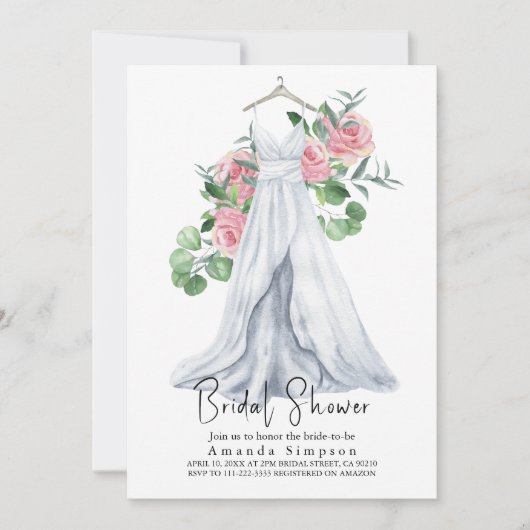 Elegant Pink Flowers en Greenery Vrijgezellenfeest Kaart (Voorkant)