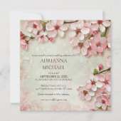 Elegant Pink Flowers Floral Wedding Invitation (Devant)