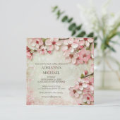 Elegant Pink Flowers Floral Wedding Invitation (Debout devant)