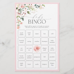 Elegant Pink Flowers Spring Baby shower Bingogame
