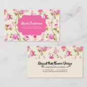 Elegant Pink Flowers Visitekaartje (Voorkant / Achterkant)