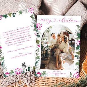 Élégant Pink Foliing Photo Joyeuse Carte de Noël
