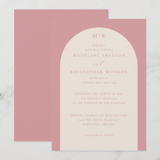 Elegant Pink Formal Invitation (Devant / Derrière)