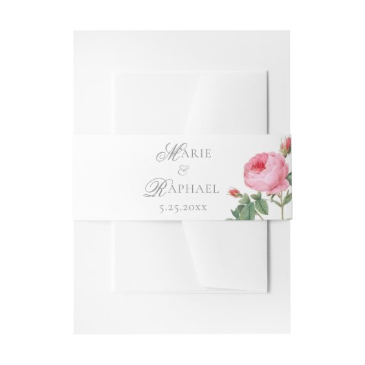 Elegant Pink French Rose Wedding Uitnodigingen Wikkel (Voorkant Voorbeeld)