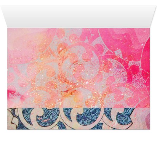 ELEGANT PINK FUCHSIA PEACOCK MET GEOMETRISCHE ZWIR (Binenzijde Horizontaal (Onderkant))