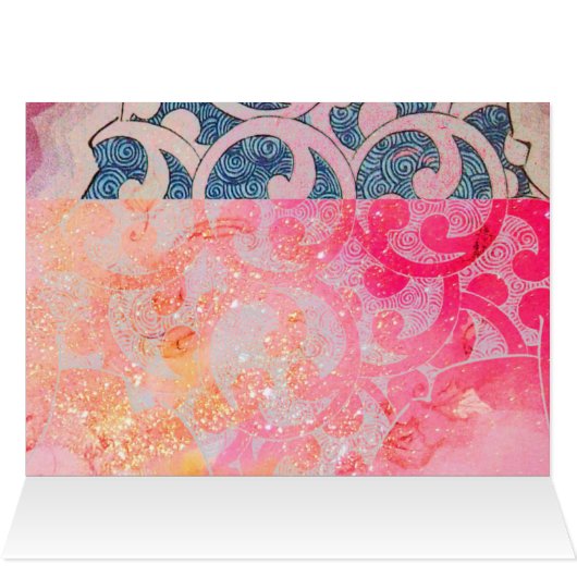 ELEGANT PINK FUCHSIA PEACOCK MET GEOMETRISCHE ZWIR (Binnen Horizontaal (Boven))