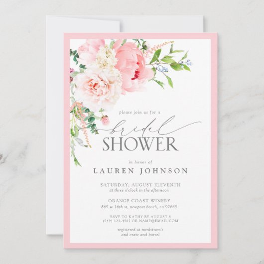 Elegant Pink Garden Flowers Vrijgezellenfeest Kaart (Voorkant)