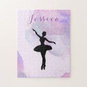 Elegant Pink Glitter Ballet Dancer Ballerina Naam Legpuzzel (Verticaal)