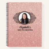 Elegant Pink Glitter Foto Sketchbook Notitieboek (Voorkant)