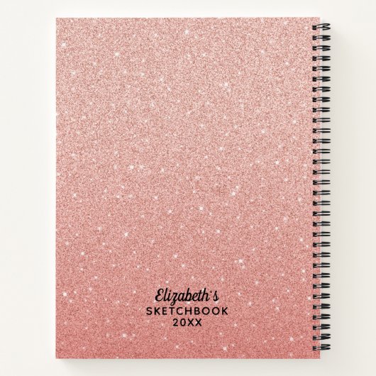 Elegant Pink Glitter Foto Sketchbook Notitieboek (Achterkant)