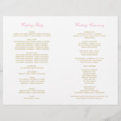 Elegant Pink Gold Floral Peony Wedding Programs (Achterkant)