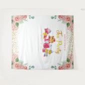 Elegant Pink Gold Floral Tea Party Foto achtergron Wandkleed (Voorkant (horizontaal))