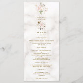 Elégant Pink Gold Flowers Marble Baptism Menu (Devant)