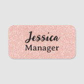 Elegant Pink Gold Glitter Salon Employee Badge (Devant)