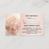 Élégant Pink Gold Holidays Certificat cadeau (Dos)