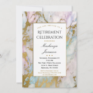 Elégant Pink Gold Marble Retraite Invitation