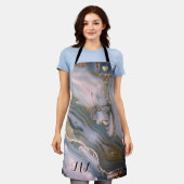 Elegant Pink Gold Monogrammed Apron met hart Schort (Gedragen)