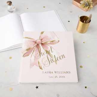 Elegant Pink & Gold Sweet Sixteen Birthday Gastenboek