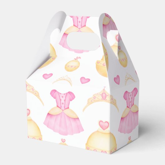 Elegant Pink & Gold Waterverf Princess Tiara Bedankdoosjes (Voorkant Zijde)