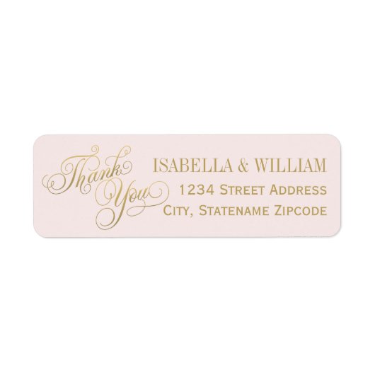 Elegant Pink Gold Weddenschap Bedankt Retouradres Etiket (Voorkant)