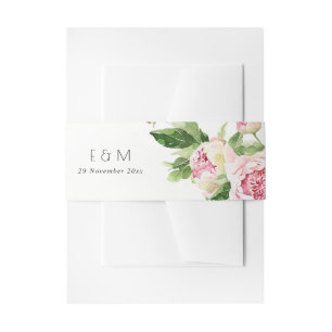 ELEGANT PINK GREEN PEONY FLORAL WATERVERF WEDING UITNODIGINGEN WIKKEL