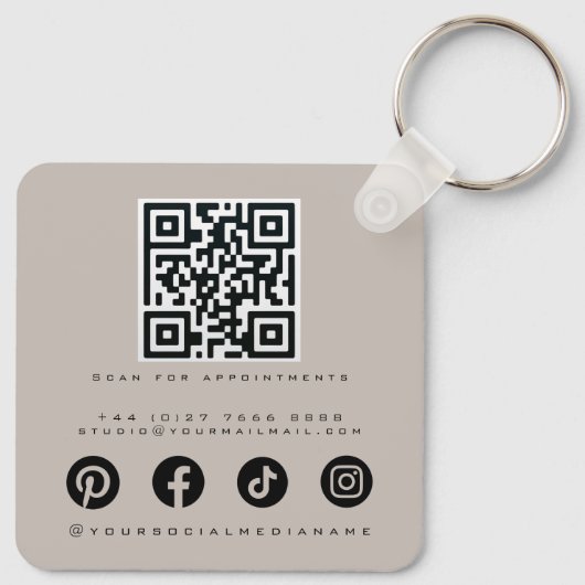 Elegant Pink Grey Lash Extension Beauty Salon QR Sleutelhanger (Achterkant)