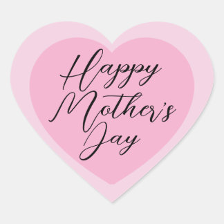 Elegant Pink Happy Mother's Day Hart Sticker