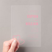 Elegant Pink Hearts Wedding Invitation (In situ (ordinateur de poche))