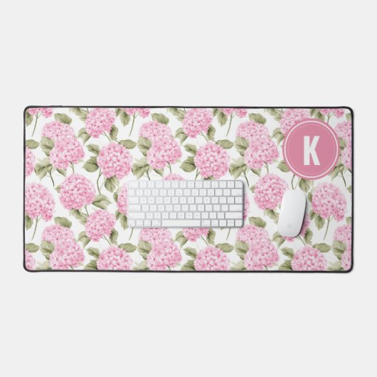Elegant Pink Hydragea Flowers Pattern Monogram (Clavier et souris)