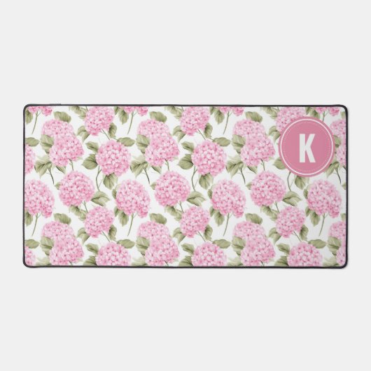 Elegant Pink Hydragea Flowers Pattern Monogram (Recto)