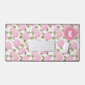 Elegant Pink Hydragea Flowers Pattern Monogram Bureaumat (Keyboard & Muis)