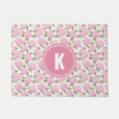 Elegant Pink Hydragea Flowers Pattern Monogram Deurmat (Voorkant)
