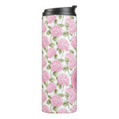 Elegant Pink Hydragea Flowers Pattern Monogram Thermosbeker (Gedraaid links)