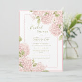 Elegant Pink Hydrangea Bridal Shower  Invitation Kaart (Staand voorkant)