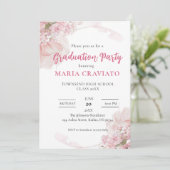 Élégant Pink Hydrangea Graduation Party Invitation (Debout devant)