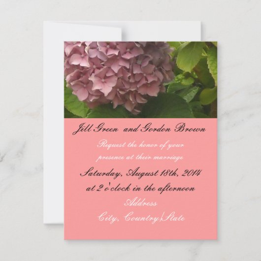 Elegant Pink Hydrangea Wedding Kaart (Voorkant)